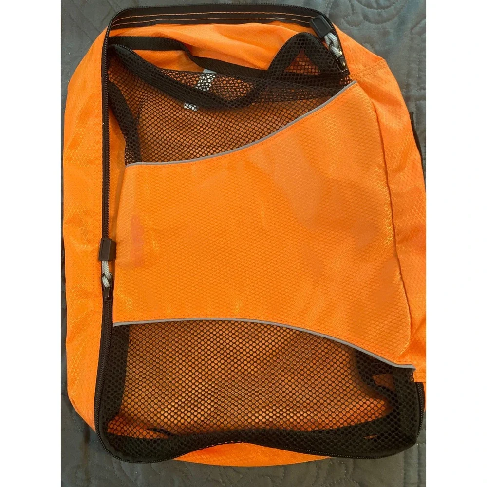 eBags Packing Cubes Set of 3 Neon Orange Travel Organizers Ripstop Nylon Mesh